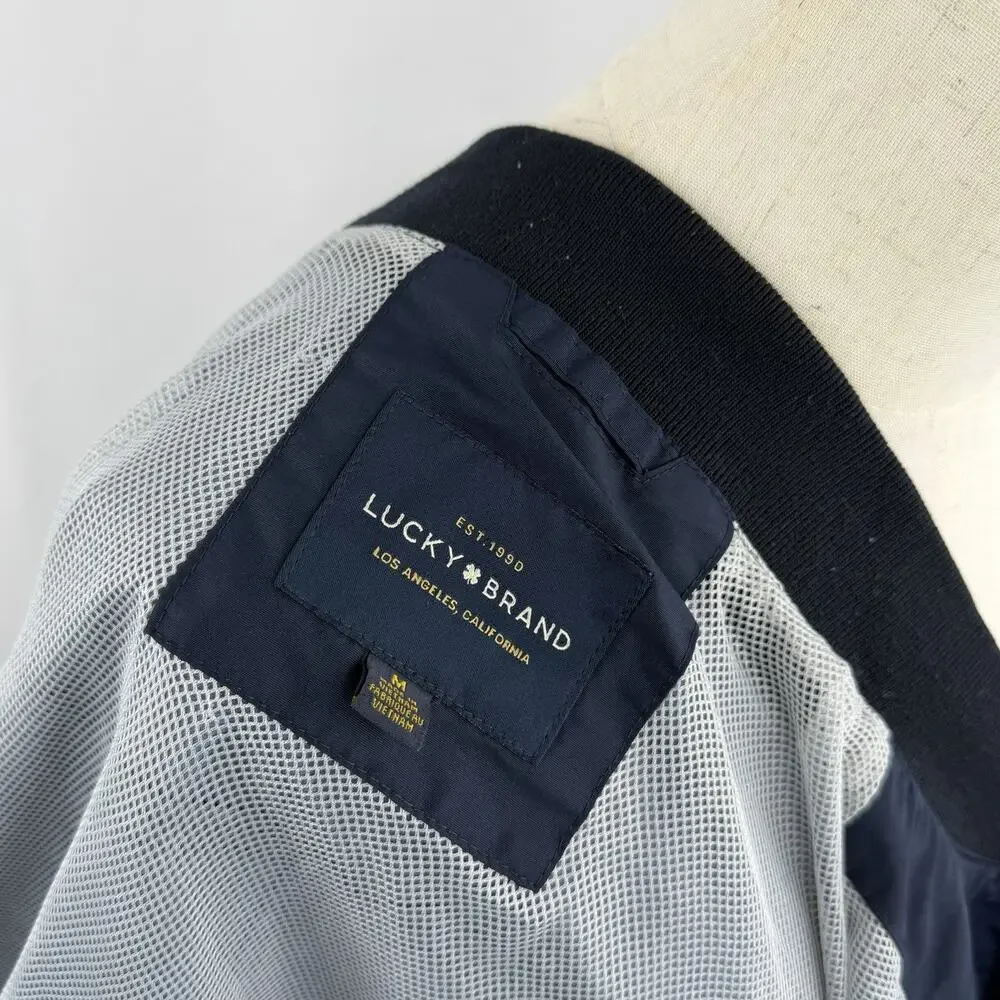 Lucky Brand Men’s Lightweight‎ Bomber Jacket Navy Mesh Lined Size Medium